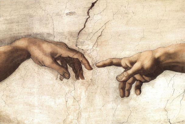 Laminated Michelangelo The Creation Adam Fresco Sistine Chapel Ceiling Closeup 1512 Biblical Narrative Poster Dry Erase Sign 36x24