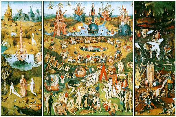 Laminated Hieronymus Bosch Garden of Earthly Delights Triptych Hieronymus Bosch Print Renaissance Paintings Triptych Wall Art Biblical Eden Illustration Painting Garden Poster Dry Erase Sign 36x24