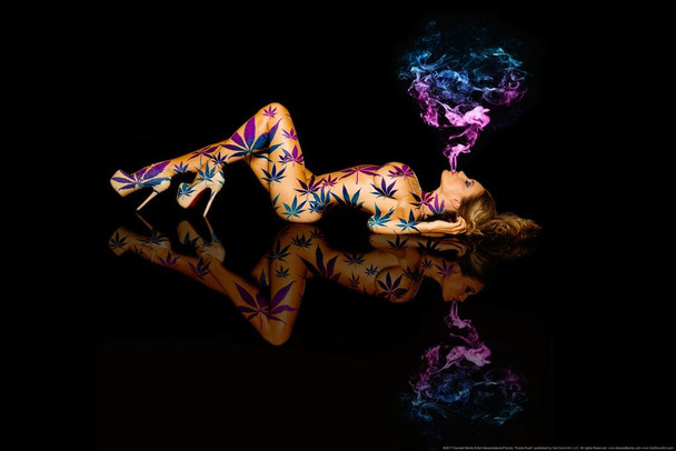 Purple Kush by Daveed Benito Sexy Girls Women Hot Real Pinup Woman Model Models Voluptuous Lesbian Adult Pics Burlesque Babes Curvy Poses Pot Weed Photography Cool Wall Art Print Poster 36x24