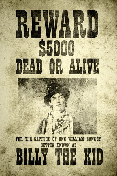 Billy The Kid Wanted Vintage Style Art Print Cool Huge Large Giant Poster Art 36x54