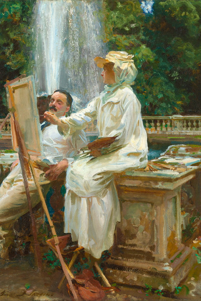 John Singer Sargent The Fountain Villa Torlonia Frascati Realism Sargent Painting Artwork Woman Portrait Wall Decor Oil Painting French Poster Prints Fine Art Cool Wall Art Print Poster 12x18