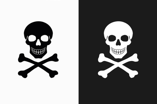 Laminated Skull Crossbones Black White Art Print Collage Poster Dry Erase Wall Art 36x24