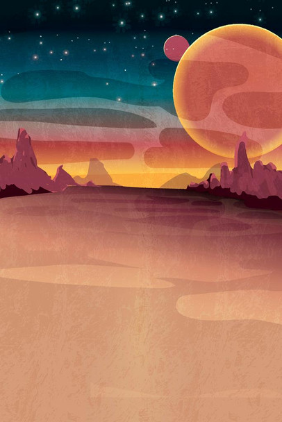 Mars or outerspace scene Cool Wall Art Print Poster 24x36