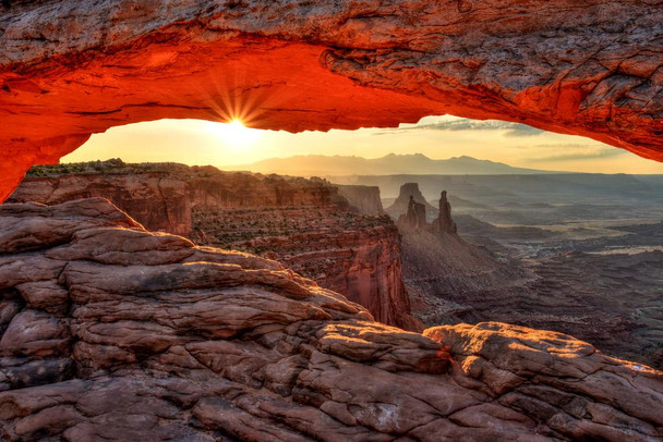 Laminated Mesa Arch Canyonlands National Park Utah Sunrise Landsape Photo Poster Dry Erase Wall Art 24x36