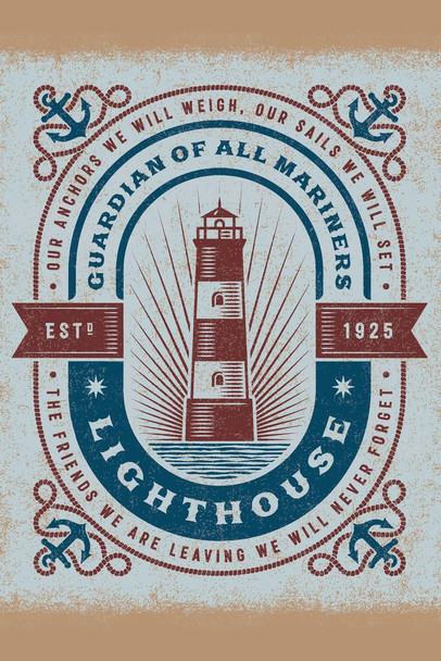 Vintage Lighthouse Typography Cool Wall Art Print Poster 24x36