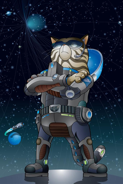 Laminated Universal Cat Outer Space Cat Poster Funny Wall Posters Kitten Posters for Wall Motivational Cat Poster Funny Cat Poster Inspirational Cat Poster Dry Erase Wall Art 24x36