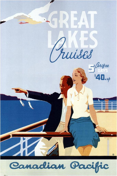 Canadian Pacific Railways Great Lake Cruises Summer Vintage Travel Cool Wall Decor Art Print Poster 24x36