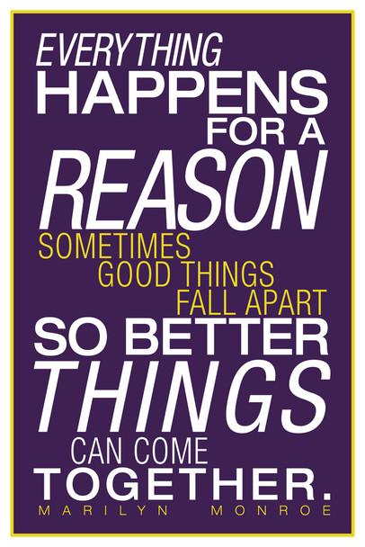 Marilyn Monroe Everything Happens For A Reason Purple Cool Wall Art Print Poster 12x18