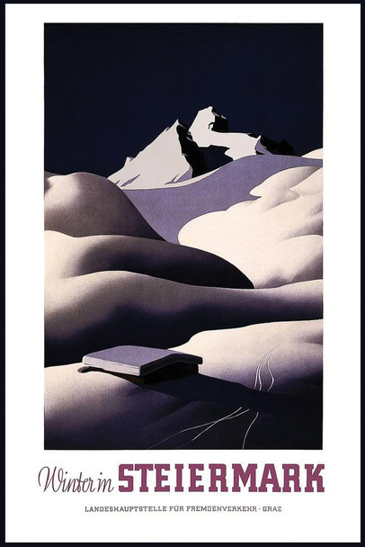 Laminated Winter In Steirmark Austria Vintage Travel Poster Dry Erase Wall Art 24x36
