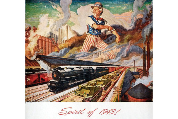 Laminated Spirit of 1943 Train Rail Road Vintage Poster Dry Erase Wall Art 24x36