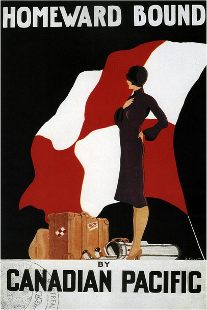 Laminated Canadian Pacific Homeward Bound Tourism Vintage Illustration Travel Art Deco Vintage French Wall Art Nouveau 1920 French Advertising Vintage Poster Prints Poster Dry Erase Wall Art 24x36