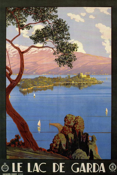 Laminated Le Lac De Garda Italy Vintage Travel Poster Dry Erase Sign 24x36