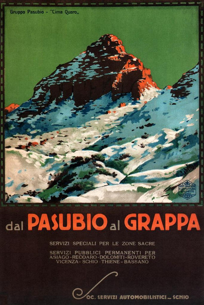 Laminated Pasubio Al Grappa Mountain Village Vintage Illustration Travel Art Deco Vintage French Wall Art Nouveau 1920 French Advertising Vintage Poster Prints Poster Dry Erase Wall Art 24x36