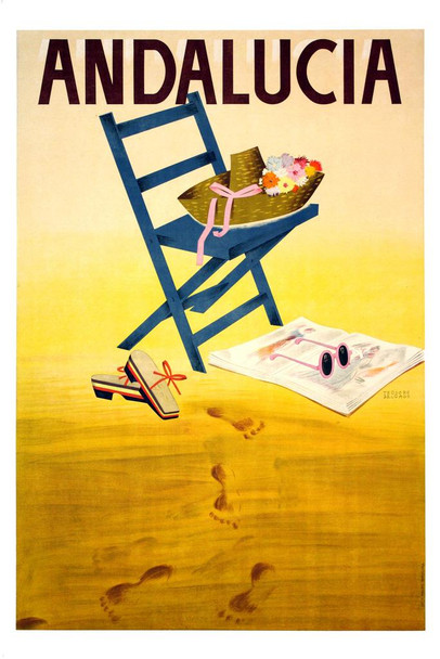 Laminated Andalucia Spain Tourism Beach Summer Vacation Vintage Illustration Travel Poster Dry Erase Wall Art 24x36