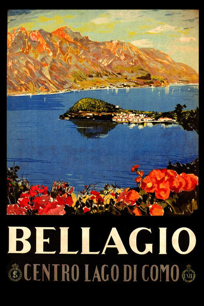 Laminated Bellagio Italy Vintage Illustration Travel Art Deco Vintage French Wall Art Nouveau 1920 French Advertising Vintage Poster Prints Art Nouveau Decor Poster Dry Erase Wall Art 24x36