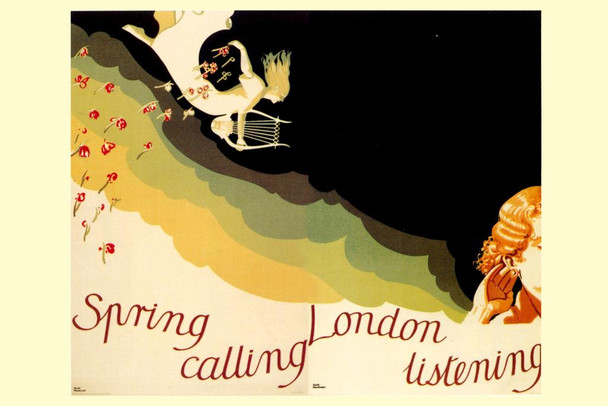 Laminated 1935 Spring Calling Vintage Illustration Travel Art Deco Vintage French Wall Art Nouveau French Advertising Vintage Poster Prints Art Nouveau Decor Poster Dry Erase Wall Art 24x36