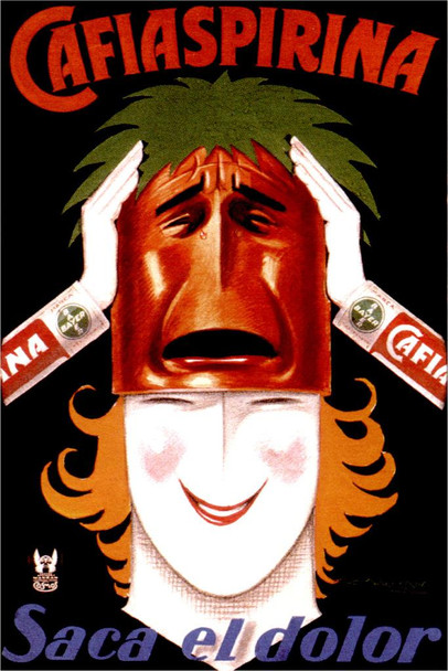 Laminated Cafiaspirina Aspirin Medicine Vintage Illustration Travel Art Deco Vintage French Wall Art Nouveau French Advertising Vintage Poster Prints Art Nouveau Decor Poster Dry Erase Wall Art 24x36