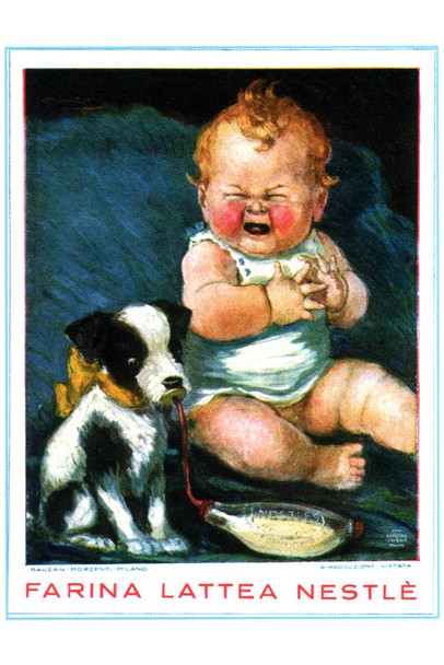 Laminated Farina Lattea Nestle Italy Baby Milk Powder Vintage Illustration Art Deco Eclectic Advertising French Wall Vintage Art Nouveau 1920 Poster Dry Erase Wall Art 24x36