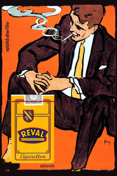 Reval Cigarettes Smoking Vintage Illustration Art Deco Vintage French Wall Art Nouveau 1920 French Advertising Vintage Poster Prints Art Nouveau Decor Cool Wall Decor Art Print Poster 24x36