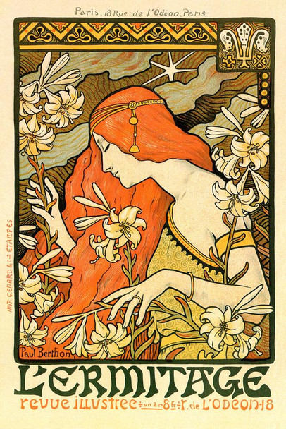 Laminated LErmitage Vintage Illustration Alphonse Mucha Art Nouveau Art Prints Mucha Print Art Nouveau Decor Vintage Advertisements Art Poster Ornamental Design Mucha Poster Dry Erase Wall Art 24x36