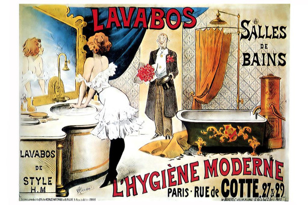 Laminated Lavabos Sink Hygiene Moderne Vintage Illustration Art Deco Vintage French Wall Art Nouveau French Advertising Vintage Poster Prints Art Nouveau Decor Poster Dry Erase Wall Art 24x36