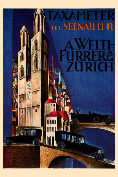 Laminated Taxameter A Welti Furrer Ag Zurich Vintage Illustration Travel Art Deco Vintage French Wall Art Nouveau French Advertising Vintage Poster Prints Poster Dry Erase Wall Art 24x36