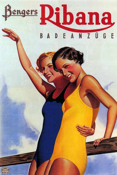 Laminated Ribana Badeanzuge Swimwear Vintage Illustration Travel Art Deco Vintage French Wall Art Nouveau French Advertising Vintage Poster Prints Art Nouveau Decor Poster Dry Erase Wall Art 24x36