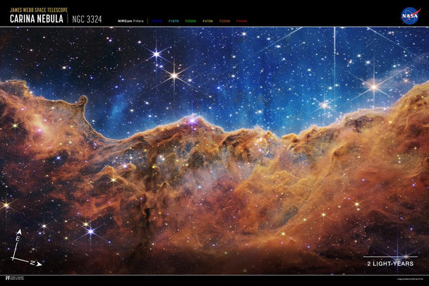 NASA Space Webb Telescope Photo Carina Nebula Stars Galaxy Cool Huge Large Giant Poster Art 36x54