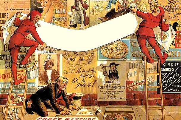 Laminated DIY Banner Jesters Vintage Illustration Travel Poster Dry Erase Wall Art 24x36