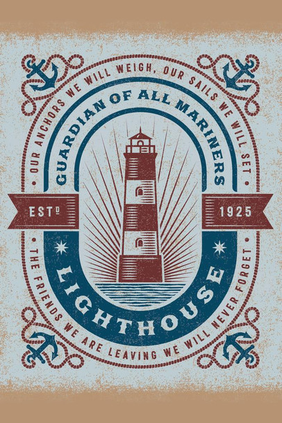Vintage Lighthouse Typography Cool Huge Large Giant Poster Art 36x54