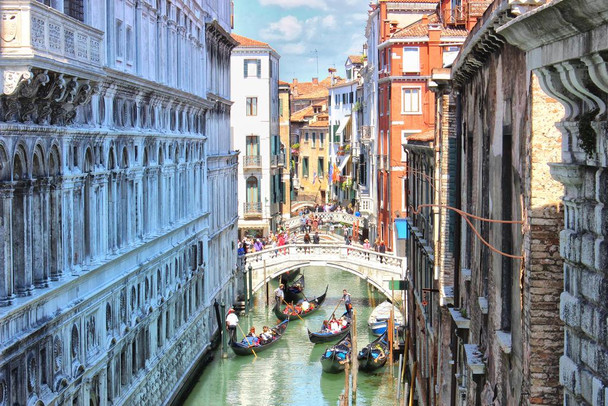 Gondalos in a Traffic Jam in Venice Italy Photo Photograph Cool Wall Art Print Poster 24x36