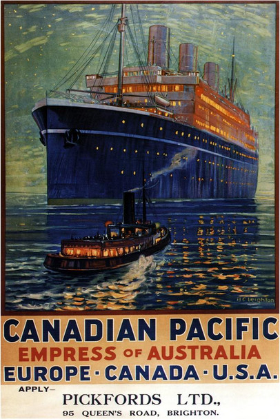 Canadian Pacific Empress of Austrailia Ocean Liner Ship Vintage Ad Cool Huge Large Giant Poster Art 36x54