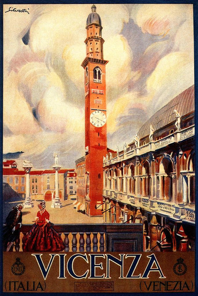 Vicenza Italia Vintage Illustration Travel Art Deco Vintage French Wall Art Nouveau 1920 French Advertising Vintage Poster Prints Art Nouveau Decor Cool Huge Large Giant Poster Art 36x54