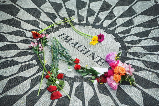 Strawberry Fields Memorial Imagine Poster Mosaic New York City Central Park Cool Wall Decor Art Print Poster 36x24