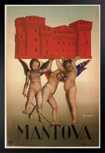 Mantova Italy Vintage Travel Black Wood Framed Poster 14x20