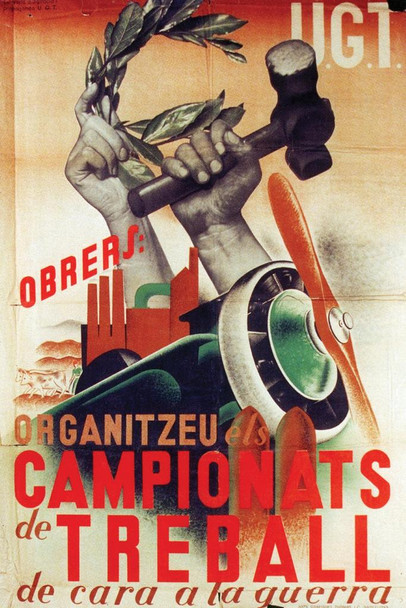 Campionats Treball Spanish Civil War 1936 Vintage Illustration Travel Art Deco Vintage French Wall Art Nouveau French Advertising Vintage Poster Prints Stretched Canvas Art Wall Decor 16x24