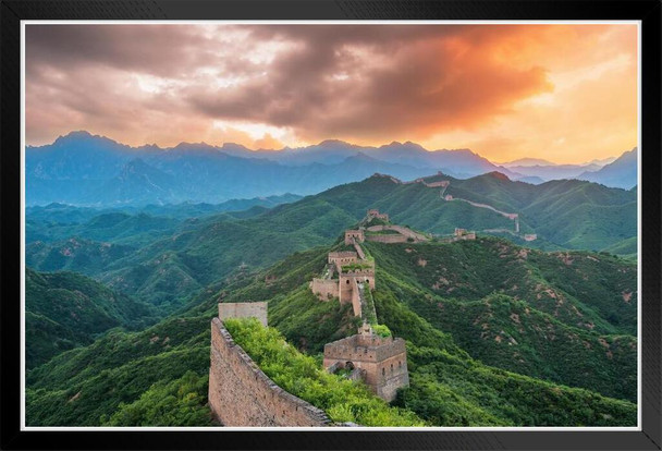 Great wall of China Landscape Photo Black Wood Framed Poster 14x20