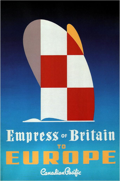 Canadian Pacific Empress of Britain Retro Minimalist Tourism Vintage Travel Stretched Canvas Art Wall Decor 16x24