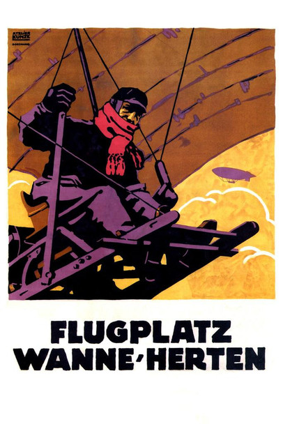 Germany Flugplatz Wanne Herten Vintage Illustration Travel Art Deco Vintage French Wall Art Nouveau French Advertising Vintage Poster Prints Art Nouveau Decor Stretched Canvas Art Wall Decor 16x24