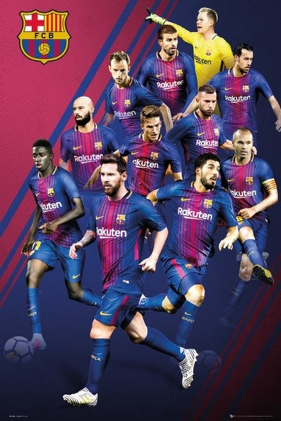 FC Barcelona Players 2017 2018 Futbol Soccer Sports Cool Wall Decor Art Print Poster 24x36