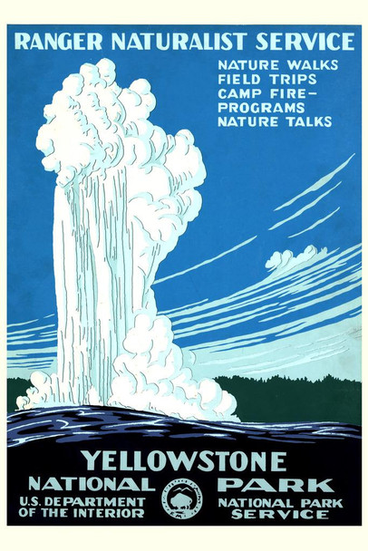 Yellowstone National Park Vintage Illustration Travel Art Deco Vintage French Wall Art Nouveau 1920 French Advertising Vintage Poster Prints Art Nouveau Decor Stretched Canvas Art Wall Decor 16x24