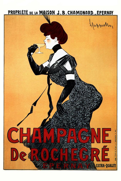 Champagne De Rochegre Vintage Illustration Art Deco Liquor Vintage French Wall Art Nouveau Booze Poster Print French Advertising Stretched Canvas Art Wall Decor 16x24