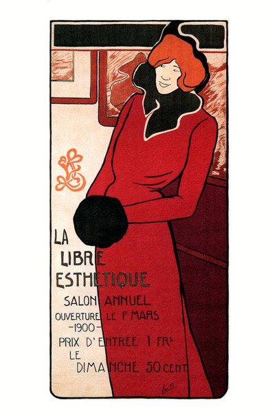 La Libre Esthetique Madam Free Vintage Illustration Travel Art Deco Vintage French Wall Art Nouveau French Advertising Vintage Poster Prints Art Nouveau Decor Stretched Canvas Art Wall Decor 16x24