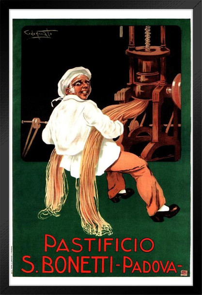 Pastificio S Bonetti Padova Pasta Italy Vintage Illustration Art Deco Vintage French Wall Art Nouveau French Advertising Vintage Poster Prints Art Nouveau Decor Black Wood Framed Poster 14x20