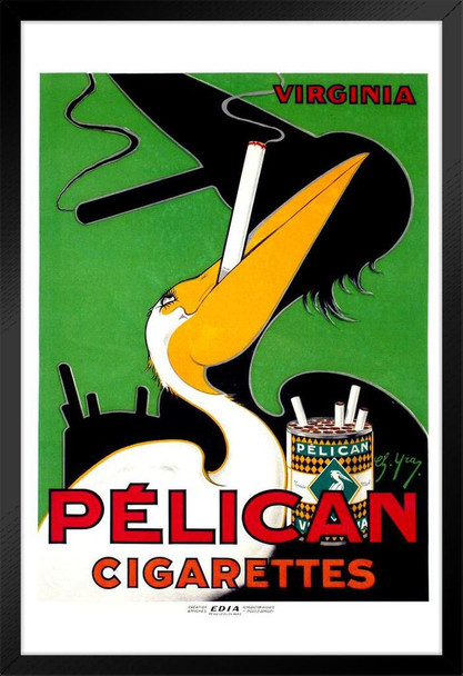 Pelican Cigarettes Tobacco Smoking Vintage Illustration Art Deco Vintage French Wall Art Nouveau 1920 French Advertising Vintage Poster Prints Art Nouveau Decor Black Wood Framed Poster 14x20