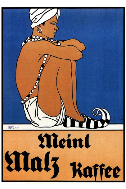 Meinl Malz Kaffee Austria Coffee Vintage Illustration Art Deco Vintage French Wall Art Nouveau French Advertising Vintage Poster Prints Art Nouveau Decor Stretched Canvas Art Wall Decor 16x24