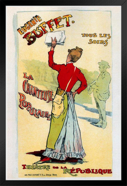 La Chanteuse Populaire Cabaret Paris Vintage Illustration Art Deco Vintage French Wall Art Nouveau French Advertising Vintage Poster Prints Art Nouveau Decor Black Wood Framed Poster 14x20