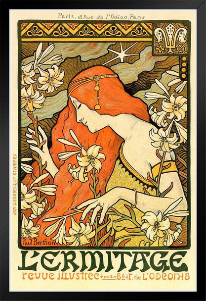 LErmitage Vintage Illustration Alphonse Mucha Art Nouveau Art Prints Mucha Print Art Nouveau Decor Vintage Advertisements Art Poster Ornamental Design Mucha Black Wood Framed Poster 14x20