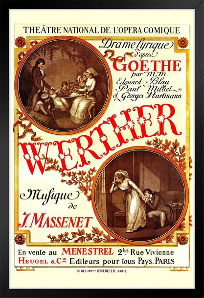 At The Opera Massenets Werther Vintage Illustration Art Deco Vintage French Wall Art Nouveau 1920 French Advertising Vintage Poster Prints Art Nouveau Decor Black Wood Framed Poster 14x20