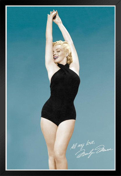 Marilyn Monroe All My Love Movie Black Body Suit Vintage Photo Black Wood Framed Poster 12x18